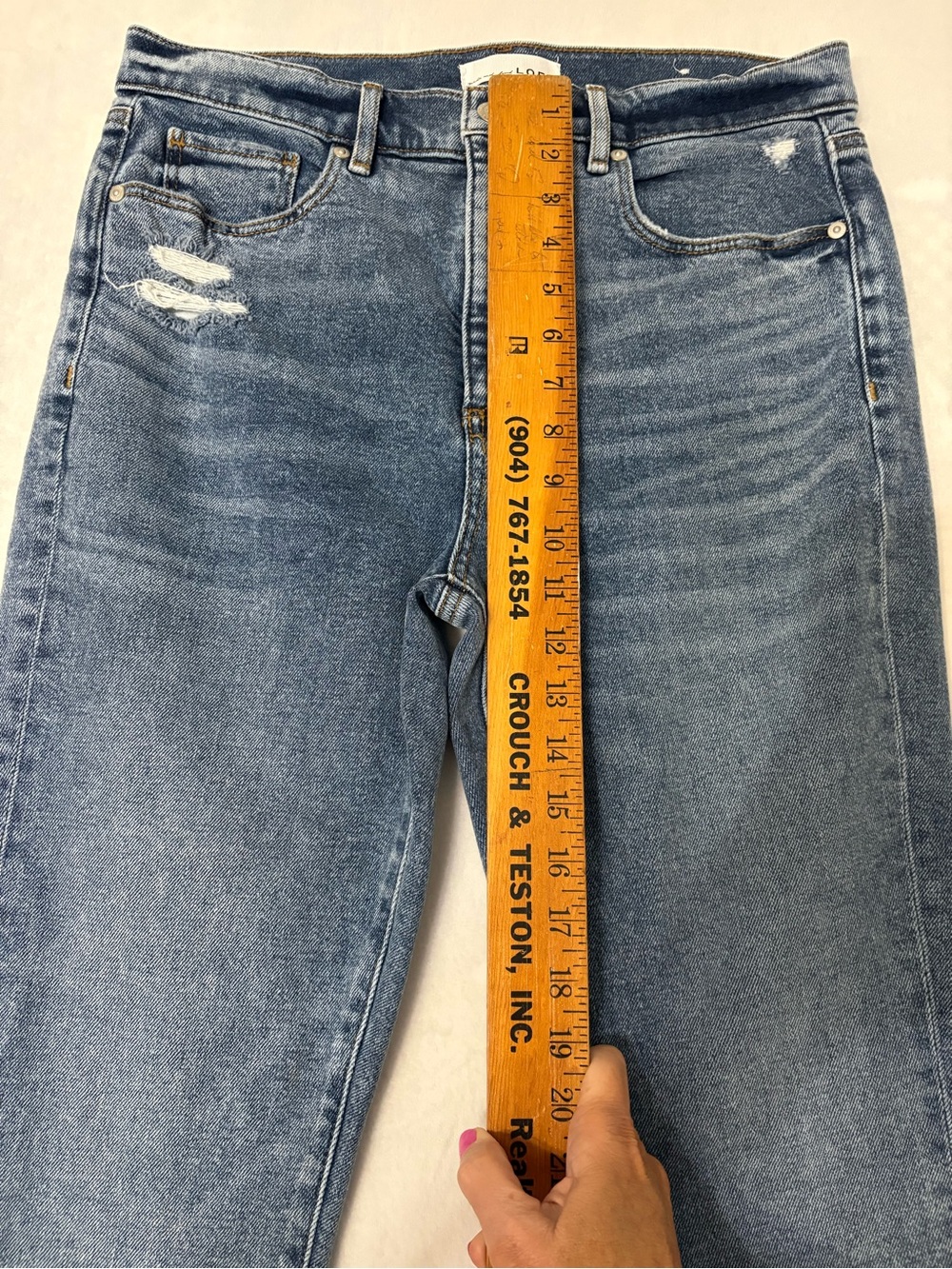 LOFT Women's High Rise Skinny Jeans in Dark Blue with Distressed Details SIZE 10 - Picture 8 of 9